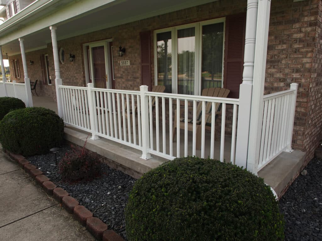 White outdoor railing installation in Fort Wayne
