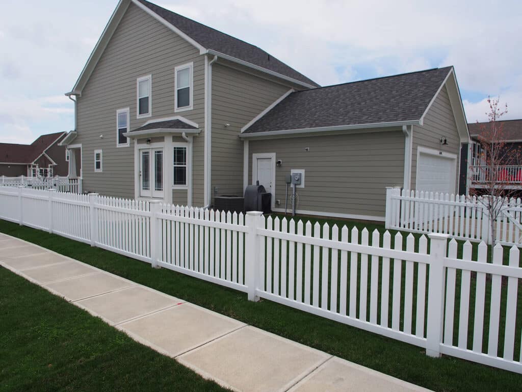 Vinyl picket fence installation around Cincinnati