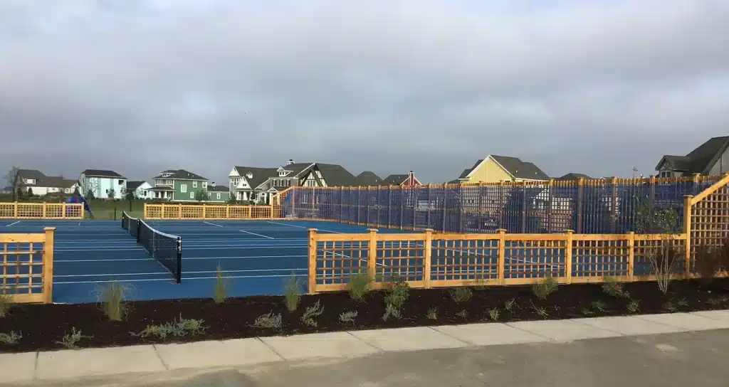 Custom wooden fence for commercial property in Fort Wayne