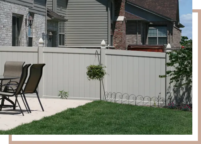 tan solid vinyl fence