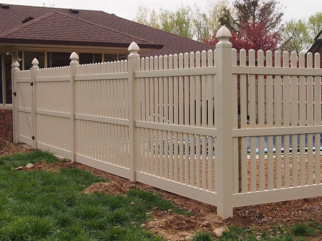 Vinyl semi-private fence installation around Fort Wayne