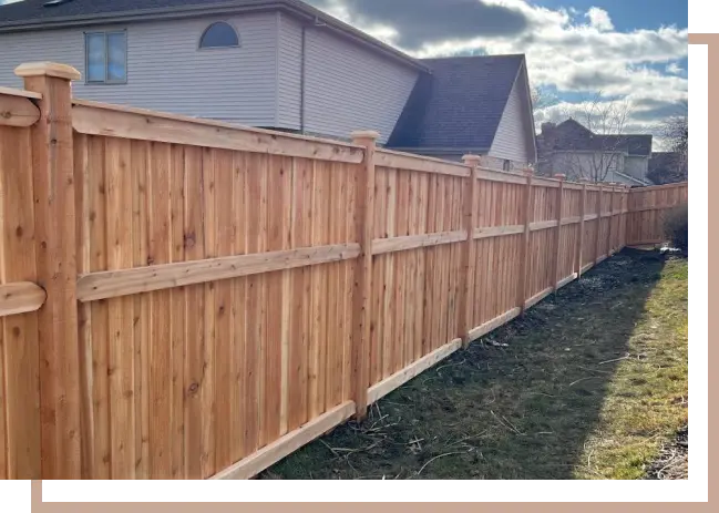 a wooden cedar fence