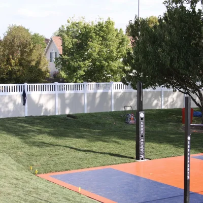 vinyl fencing next to volleyball court